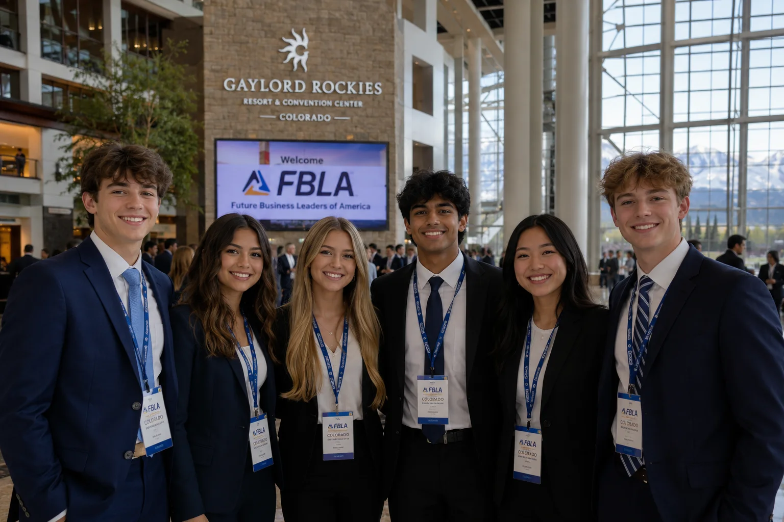 AI-generated illustration of FBLA students attending a Colorado leadership conference